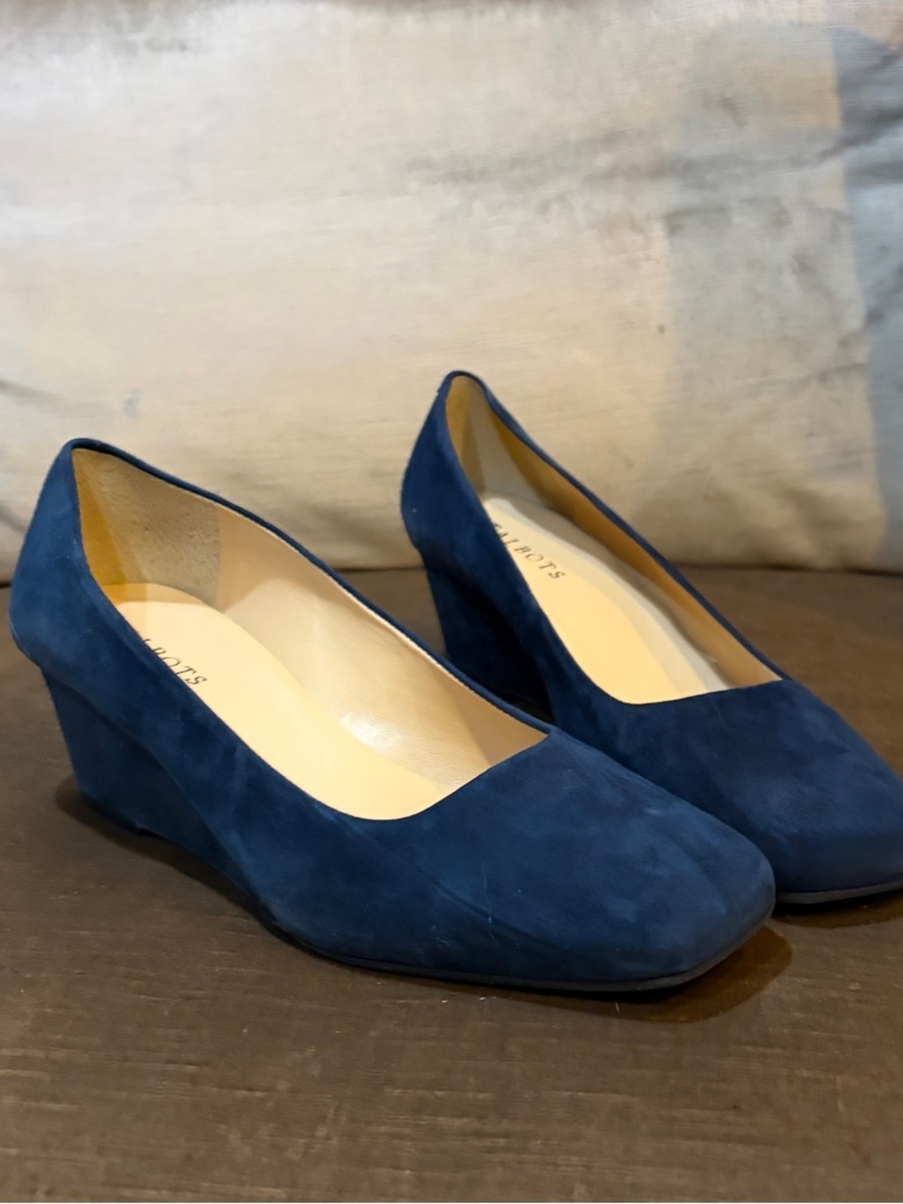 Talbots Navy Suede Wedge Pumps